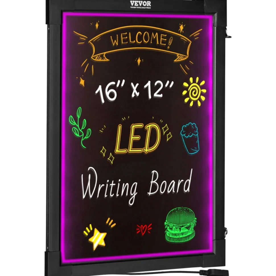 VEVOR LED Message Writing Board, 16"x12" Illuminated Erasable Lighted Chalkboard, Neon Effect Menu Sign Board, Drawing Board with 8 Fluorescent Chalk Markers and Remote Control, for Home Wedding Shop