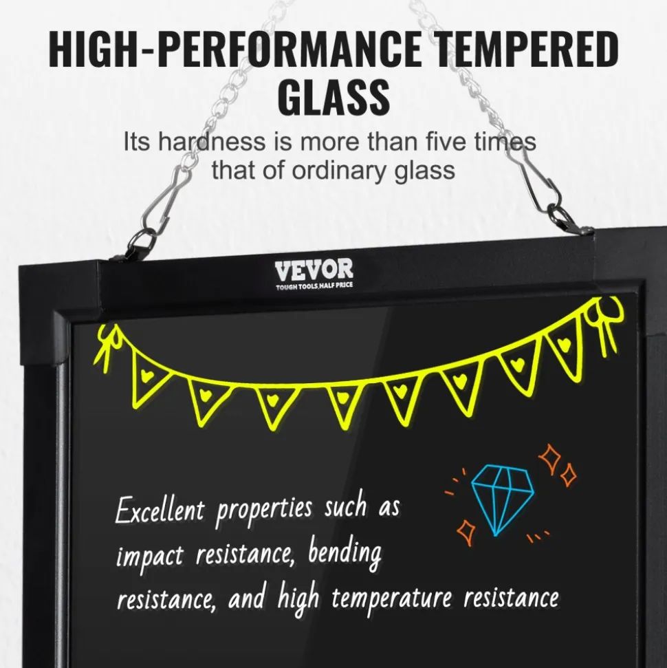 VEVOR LED Message Writing Board, 16"x12" Illuminated Erasable Lighted Chalkboard, Neon Effect Menu Sign Board, Drawing Board with 8 Fluorescent Chalk Markers and Remote Control, for Home Wedding Shop
