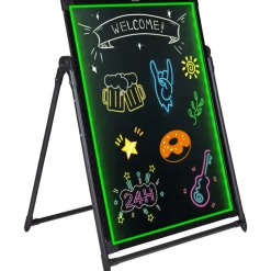 VEVOR LED Message Writing Board, 32"x24" Illuminated Erasable Lighted Chalkboard, Neon Effect Menu Sign Board, Drawing Board with 8 Fluorescent Chalk Markers and Remote Contro Tested toStandards
