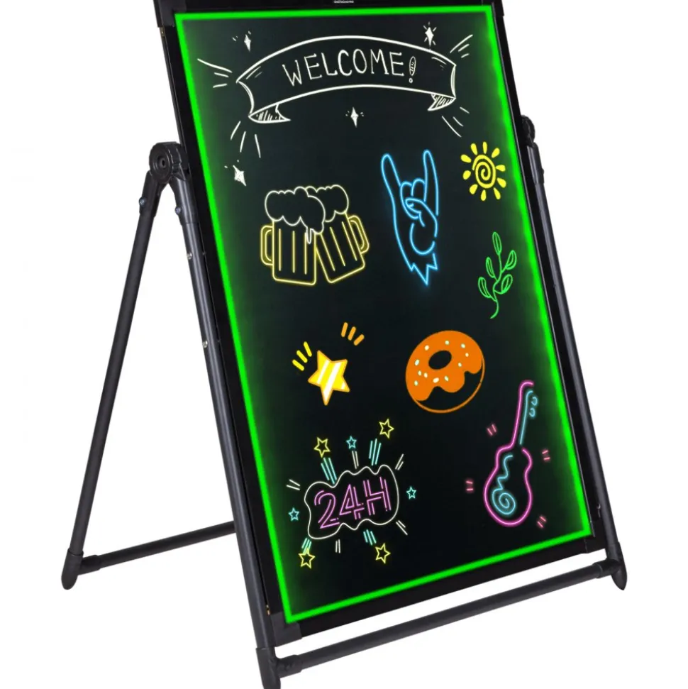 VEVOR LED Message Writing Board, 32"x24" Illuminated Erasable Lighted Chalkboard, Neon Effect Menu Sign Board, Drawing Board with 8 Fluorescent Chalk Markers and Remote Contro Tested toStandards