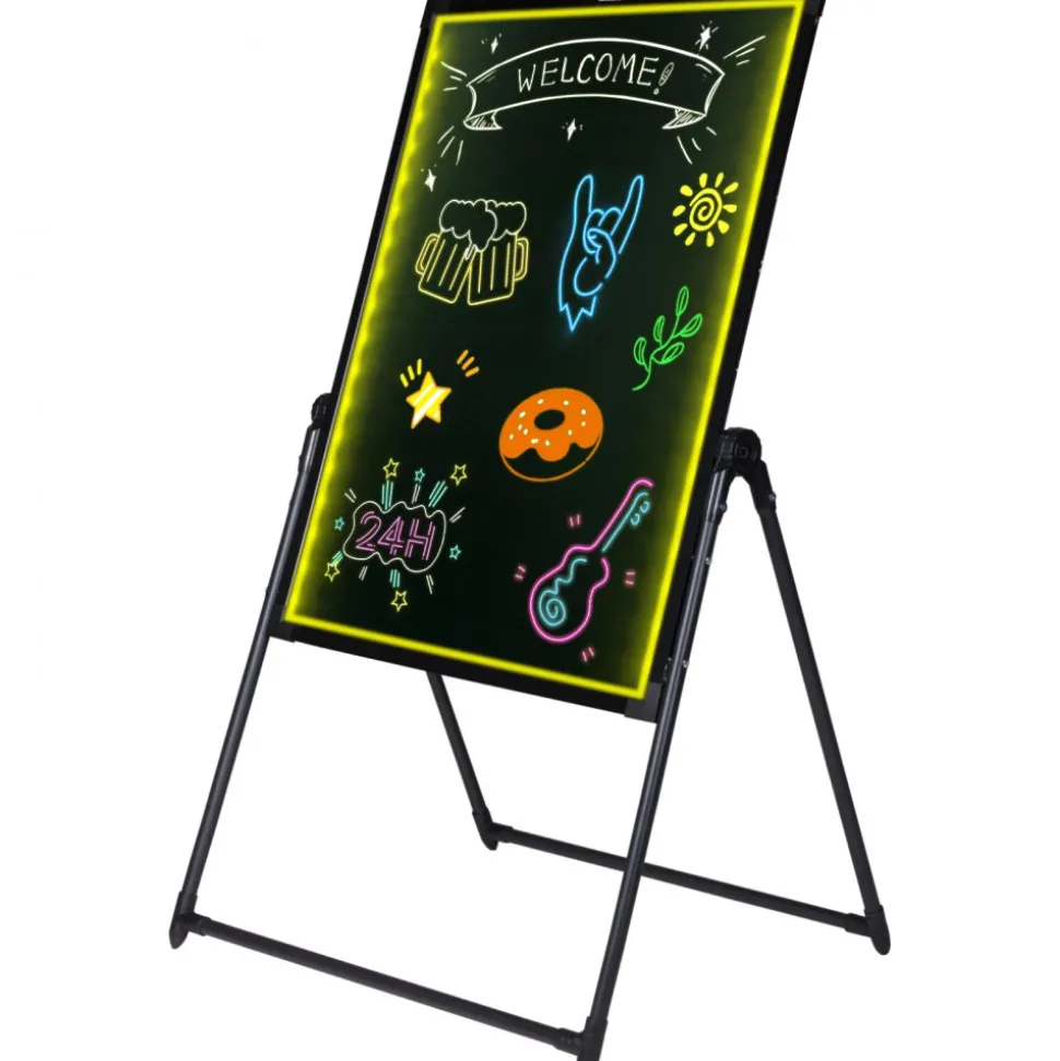 VEVOR LED Message Writing Board, 32"x24" Illuminated Erasable Lighted Chalkboard, Neon Effect Menu Sign Board, Drawing Board with 8 Fluorescent Chalk Markers and Remote Contro Tested toStandards