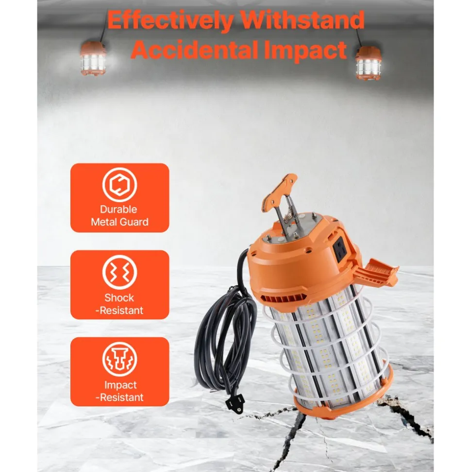 VEVOR LED Temporary Work Light, 150W, 19000 lm, 5000K Durable & Water-Resistant, Linkable up to 6 Units, Ceiling or Stand Job Site Illumination for Construction Sites, Workshops, Indoor & Outdoor Use