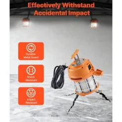 VEVOR LED Temporary Work Light, 100W, 14400 lm, 5000K Durable & Water-Resistant, Linkable up to 8 Units, Ceiling or Stand Job Site Illumination for Construction Sites, Workshops, Indoor & Outdoor Use