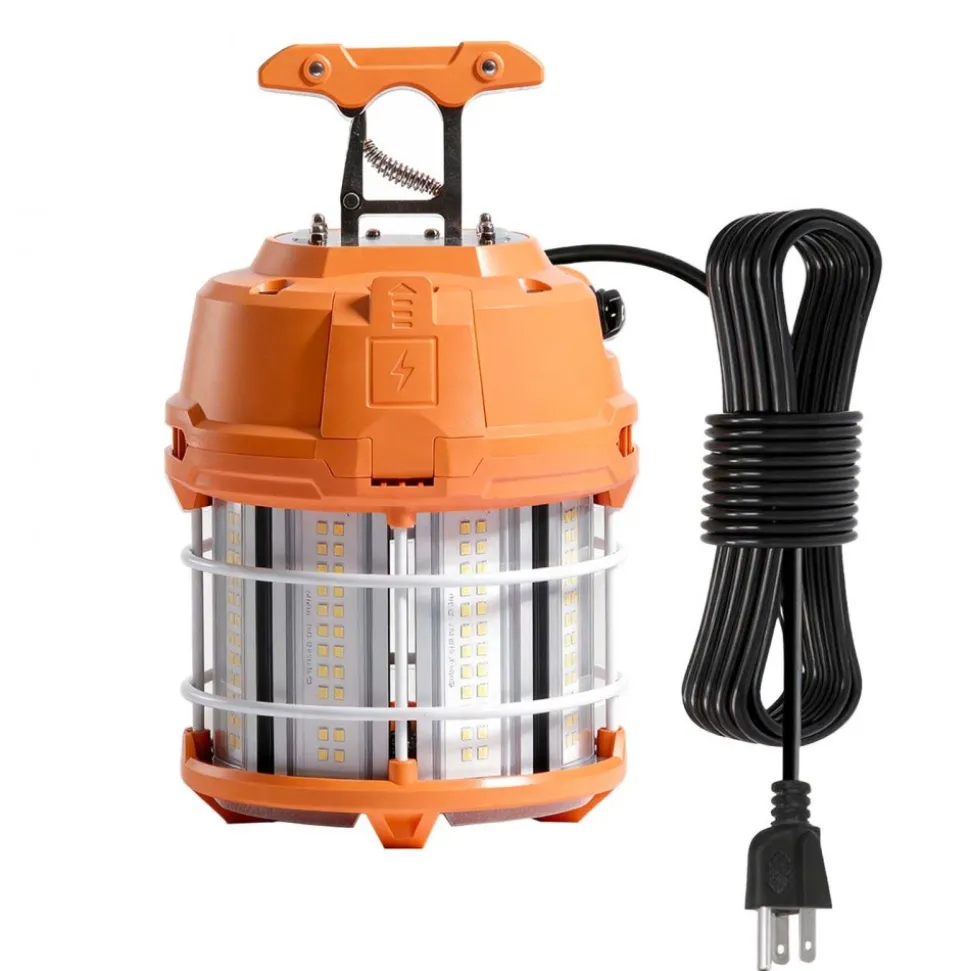 VEVOR LED Temporary Work Light, 100W, 14400 lm, 5000K Durable & Water-Resistant, Linkable up to 8 Units, Ceiling or Stand Job Site Illumination for Construction Sites, Workshops, Indoor & Outdoor Use