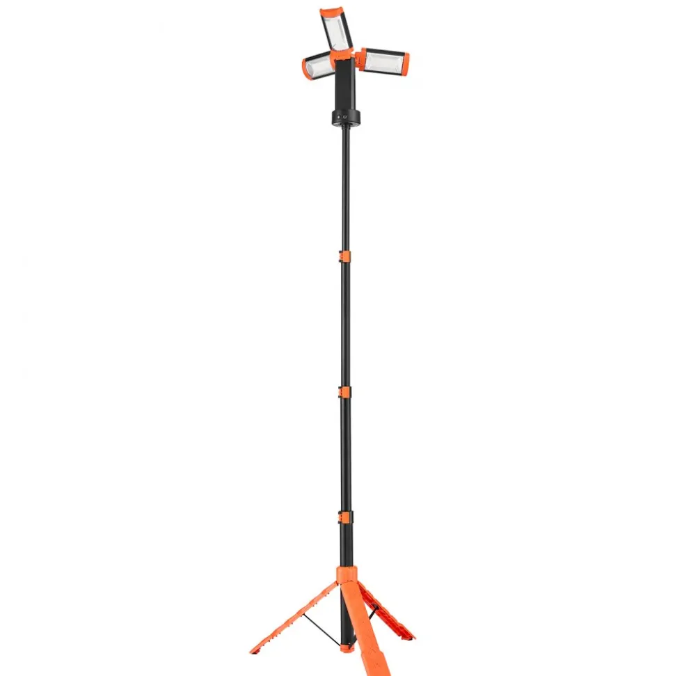 VEVOR LED Work Light with Stand, 13.2Ah, Rechargeable Cordless Camping Light, with 3 Lamp Heads, Detachable Tripod Stand, 2200 Lumens 3000K-6500K Dimmable, Portable Construction Lighting for Job Site