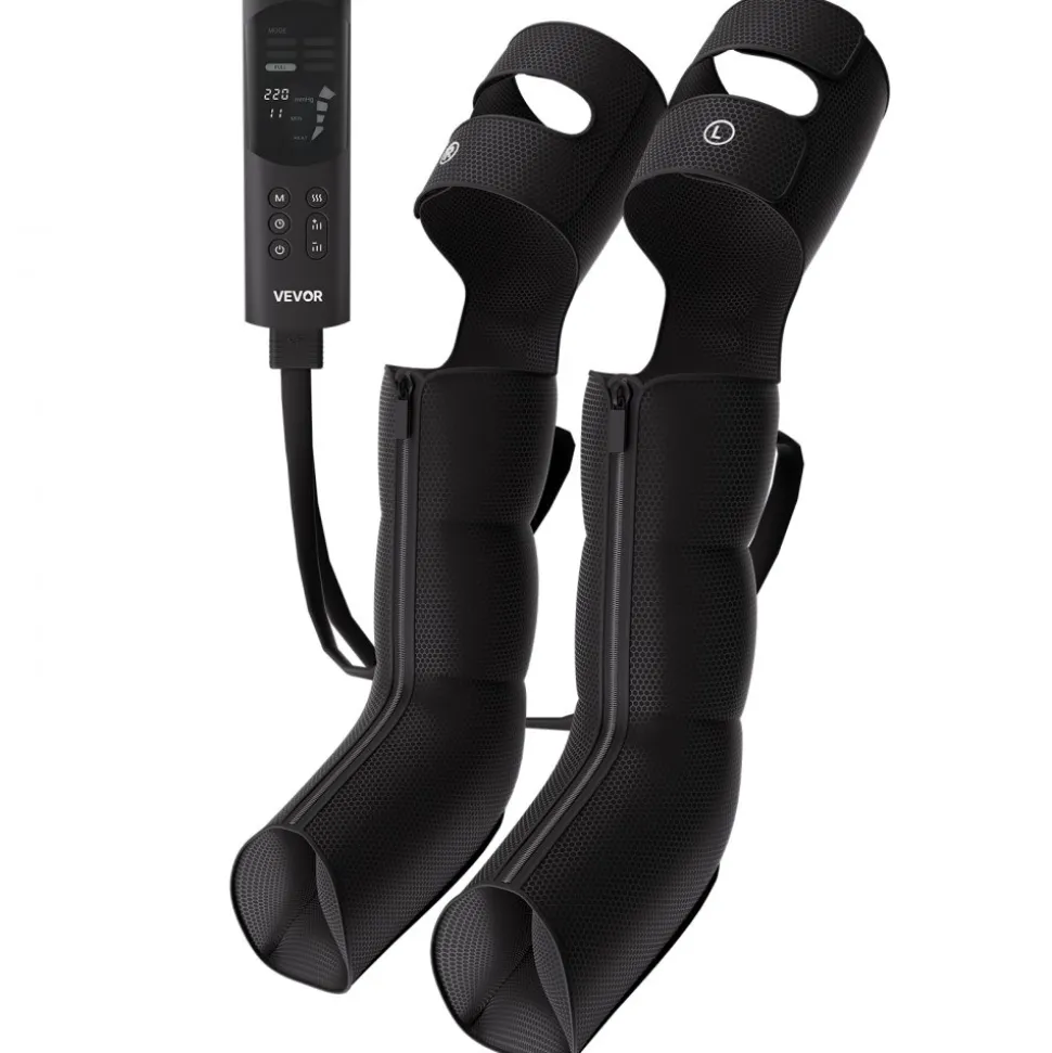 VEVOR Leg Compression Massager 9 Intensities Air Compression Leg Massager, For Daily Relaxation, 6 Massage Modes, 3 Heat Settings, Auto Shut-Off Timer, Adjustable Fit, with Storage Bag and Adapter