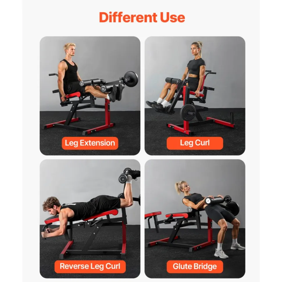 VEVOR Leg Extension and Curl Machine, Seated Leg Rotary Extension for Thigh, Adjustable Lower Body Specialty Exercises Equipment, 550 LBS Heavy Duty Workout Bench for Home Gym, for Heights 5.4-6.2 ft