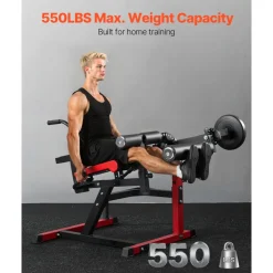 VEVOR Leg Extension and Curl Machine, Seated Leg Rotary Extension for Thigh, Adjustable Lower Body Specialty Exercises Equipment, 550 LBS Heavy Duty Workout Bench for Home Gym, for Heights 5.4-6.2 ft