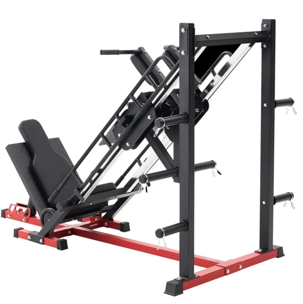 VEVOR Leg Press Hack Squat Machine, Adjustable Leg Press Combo with Linear Bearing and Weight Storage, Lower Body Special for Home Gym, Leg Exercise Equipment for Quads, Hamstring, Glutes, Calve