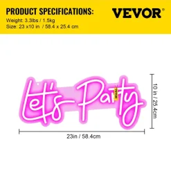 VEVOR Let's Party Neon Sign, 23