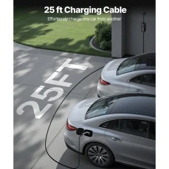 VEVOR Level 2 EV Charger, 32 Amp Adjustable Current, 240V Electric Vehicle Portable Charger with 25 ft Charging Cable, NEMA 14-50P Plug, LCD Display, Plug-in Home Car Charging Station for SAE J1772 EV