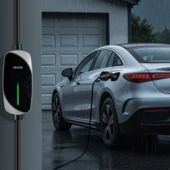 VEVOR Level 1&2 EV Charger, 16 Amp, Electric Vehicle Portable Charger with 25 ft Charging Cable, 120V-240V, NEMA 6-20P Plug NEMA 5-15 Adapter, LED Indicator, Home Car Charging Station for SAE J1772 EV