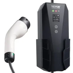 VEVOR Level 1+2 Portable EV Charger, 16 Amp 120V or 240V, Electric Vehicle Charger with 28-Foot Charging Cable NEMA 6-20P Plug NEMA 5-15 Adapter, Plug-in Home EV Charging Station for SAE J1772 EVs