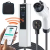 VEVOR Level 2 Portable EV Charger, 40A 240V, Electric Vehicle Charger with 25 ft Charging Cable NEMA 14-50P Plug, 40A/32A/24A/16A Adjustable Current Plug-in Home EV Charging Station for SAE J1772 EVs