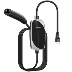 VEVOR Level 1/2 Tesla Charger, 16 Amp, Portable Electric Car EV Charger with 25 ft Charging Cable, 120V-240V, NEMA 6-20P Plug NEMA 5-15 Adapter, LED Indicator, NACS Connector for Tesla Model Y/X/3/S