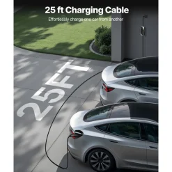 VEVOR Level 2 Tesla Charger, 32 Amp Adjustable Current, 240V Portable Home Electric Car EV Charger with 25 ft Charging Cable, NEMA 14-50P Plug, LCD Display, NACS Connector, for Tesla Model Y/X/3/S