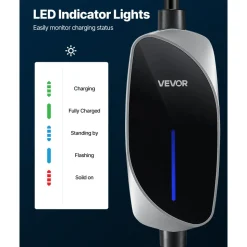 VEVOR Level 2 Tesla Charger, 32 Amp Adjustable Current, 240V Portable Home Electric Car EV Charger with 25 ft Charging Cable, NEMA 14-50P Plug, LCD Display, NACS Connector, for Tesla Model Y/X/3/S
