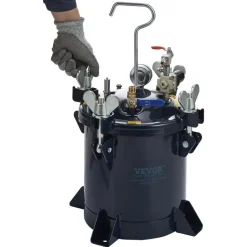 VEVOR 10L/2.5gal Spray Paint Pressure Pot Tank,  70PSI Max Air Paint Pressure Pot, Metal Rack and Leak Repair Sealant for Industry Home Decor Architecture Construction Automotive Painting