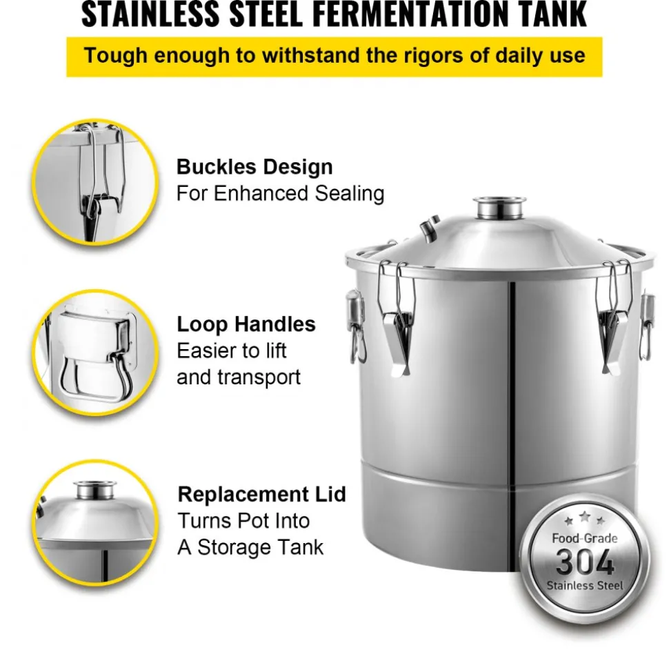 VEVOR 70L 18.5Gal Water Alcohol Distiller 304 Stainless Steel Alcohol Still Wine Making Boiler Home Kit with Thermometer for Whiskey Brandy Essential, Sliver