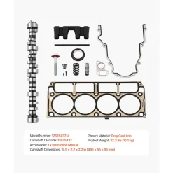 VEVOR Lifter Camshaft Kit, 13-Piece Set, Gray Cast Iron Engine Cam, Compatible with Norris trucks from 1999-2013 GM Gen3/4, Fit 1999-2013 LS-Based Engines (Silverado, Sierra, Tahoe, Yukon/LS1)