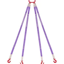 VEVOR Lifting Sling Straps, Four Leg Polyester Bridle Sling with Hooks, 6600LB Capacity, 5Ft Heavy Duty Rigging Strap, Thickened & Wear-Resistant Webbing Slings for Engines Cranes Hoists Truck