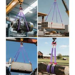VEVOR Lifting Sling Straps, 2Pcs Two-Leg Polyester Bridle Sling with Hooks, 4400LB Capacity, 5Ft Heavy Duty Rigging Strap, Thickened & Wear-Resistant Webbing Slings for Engines Cranes Hoists Truck