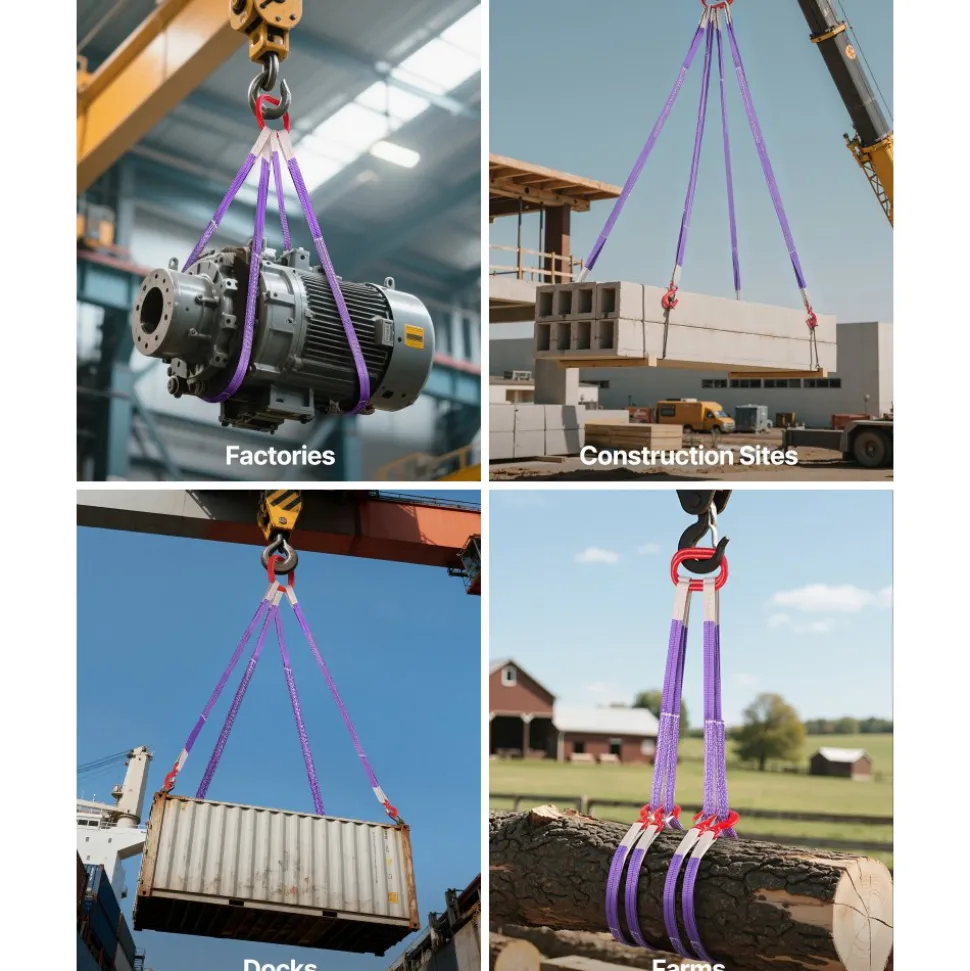 VEVOR Lifting Sling Straps, 2Pcs Two-Leg Polyester Bridle Sling with Hooks, 4400LB Capacity, 5Ft Heavy Duty Rigging Strap, Thickened & Wear-Resistant Webbing Slings for Engines Cranes Hoists Truck