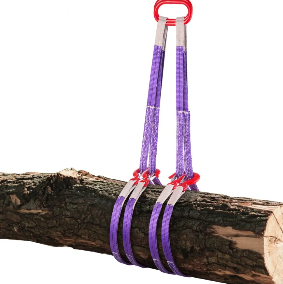 VEVOR Lifting Sling Straps, 2Pcs Two-Leg Polyester Bridle Sling with Hooks, 4400LB Capacity, 5Ft Heavy Duty Rigging Strap, Thickened & Wear-Resistant Webbing Slings for Engines Cranes Hoists Truck