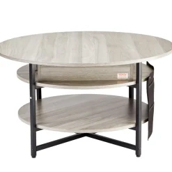 VEVOR Lift Top Coffee Table, 35.3 in Round Coffee Table with Extra Storage Pockets, Pop Up Coffee Table for Living Room, White