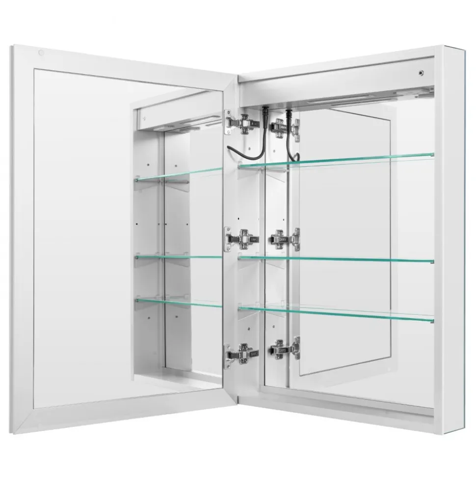 VEVOR Lighted Medicine Cabinet with Mirror, 30 x 28 in Recessed or Wall Mount, 3 Color Dimmable LED Bathroom Medicine Cabinet with HD Tempered Glass Mirror, Adjustable Shelves, Memory Defog Function