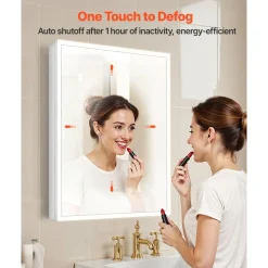 VEVOR Lighted Medicine Cabinet with Mirror, 30 x 28 in Recessed or Wall Mount, 3 Color Dimmable LED Bathroom Medicine Cabinet with HD Tempered Glass Mirror, Adjustable Shelves, Memory Defog Function