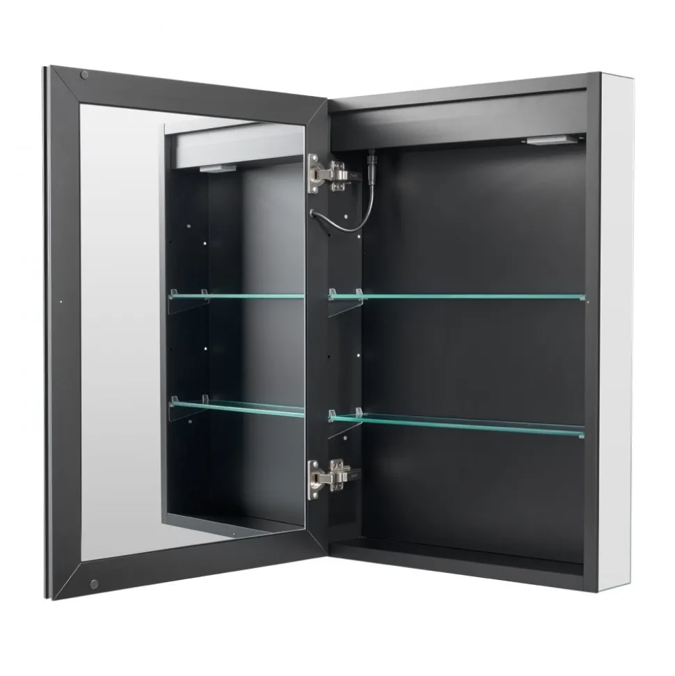 VEVOR Lighted Medicine Cabinet with Mirror, 20 x 28 in Recessed or Wall Mount, 3 Color Dimmable LED Bathroom Medicine Cabinet with Bottom Lighting, Adjustable Shelve Storage, Memory Defog Function