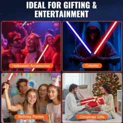 VEVOR Light Sword, 38" Light up Sword with 12 RGB Colors, FX Sound and Realistic Handle, Rechargeable Light Up Sword Toy for Adults and Kids, Christmas Day, Halloween Cosplay, Birthday, Black