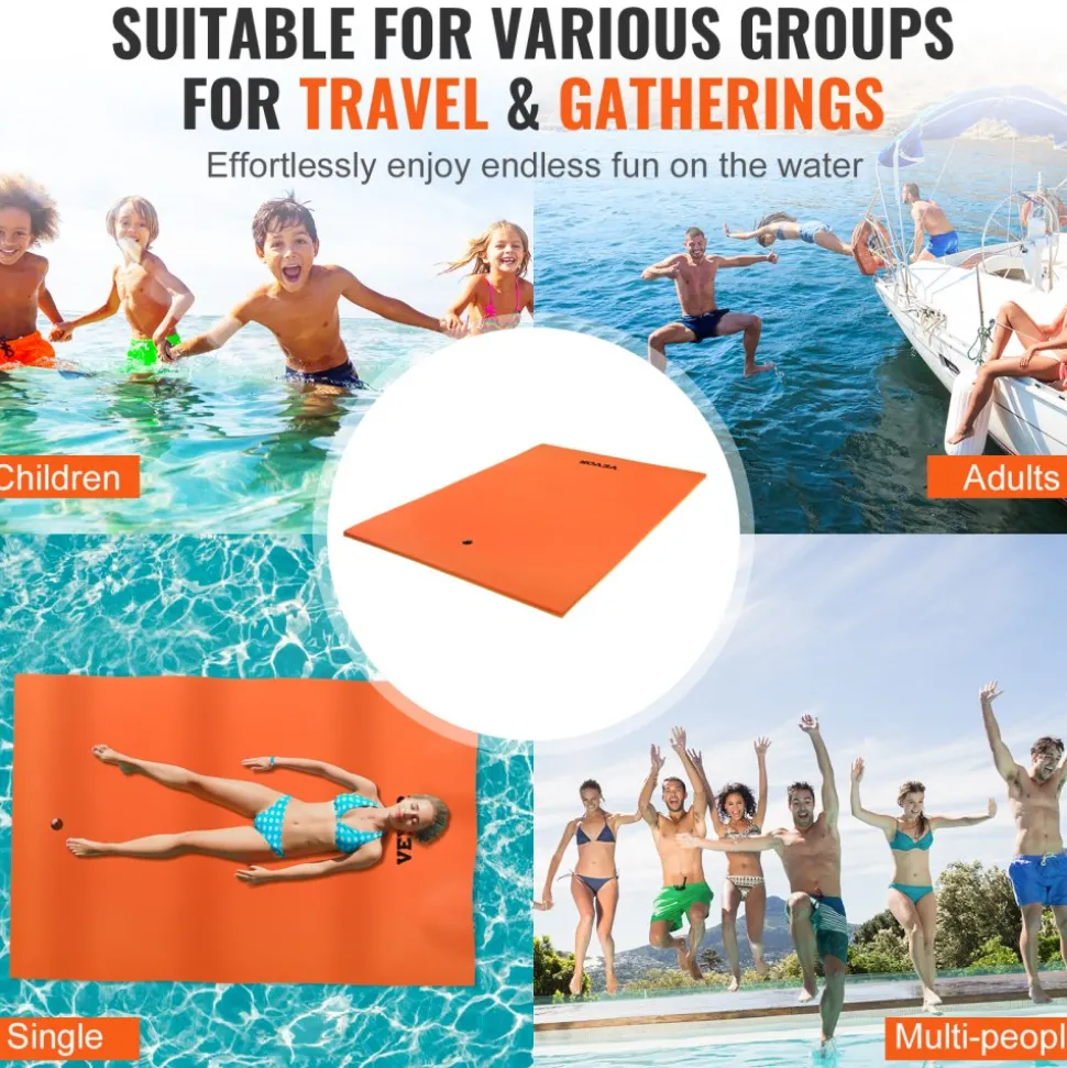 VEVOR Lily Pad Floating Mat, Large 9x6 FT Floating Water Pad, 3-Layer Floating Dock for Adults Kids, 1.3" Thick Tear-Resistant XPE Foam Raft, Floating Island for Lake, Pool, Ocean, Beach, and Boating