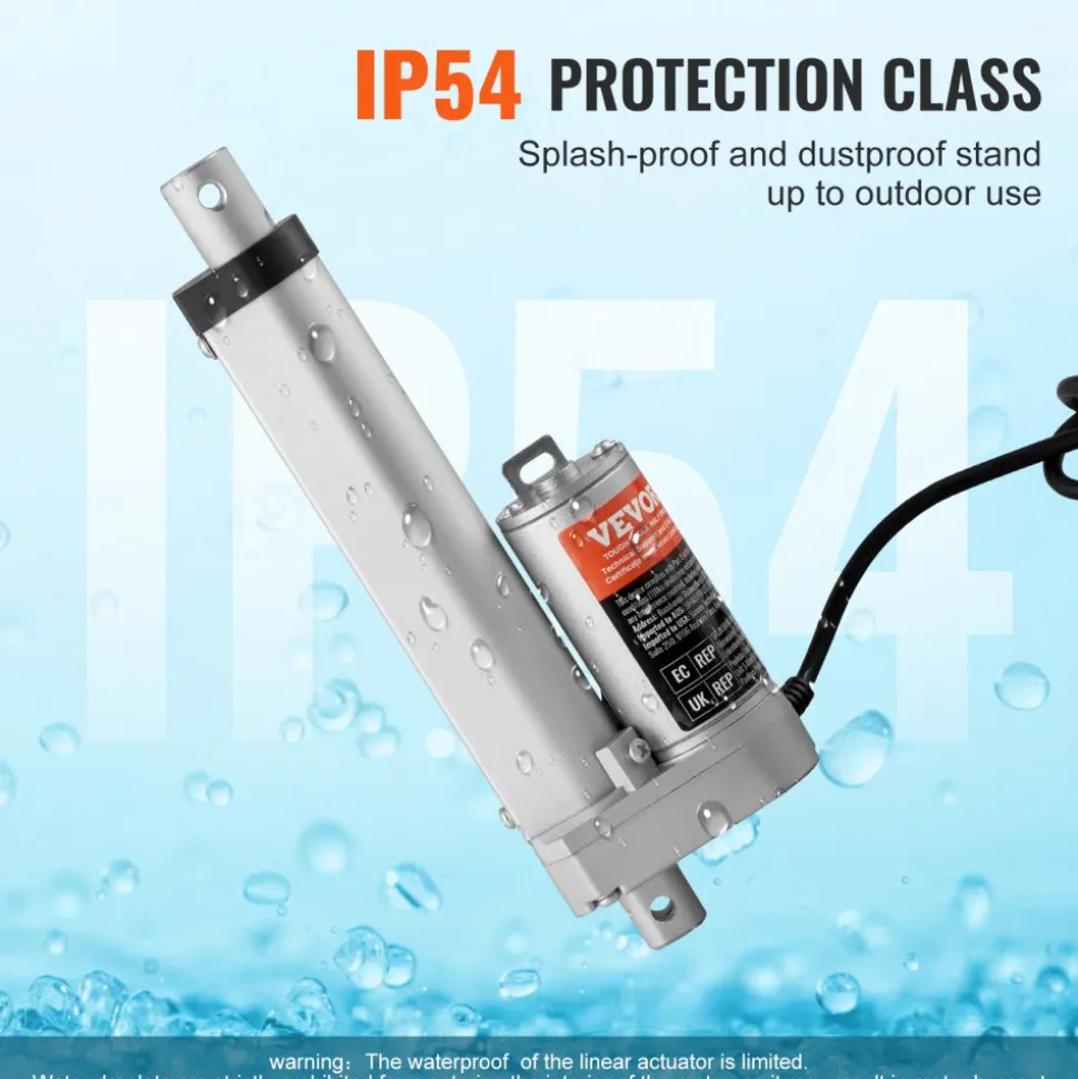 VEVOR Linear Actuator 12V, 4 Inch High Load 330lbs/1500N Linear Actuator, 0.19"/s Linear Motion Actuator with Mounting Bracket and IP54 Protection