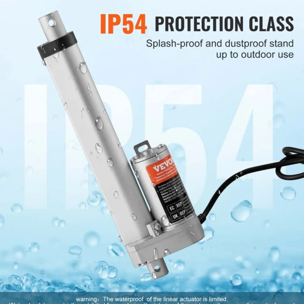 VEVOR Linear Actuator 12V, 6 Inch High Speed 0.55"/s Linear Actuator, 220lbs/1000N Linear Motion Actuator with Mounting Bracket and IP54 Protection