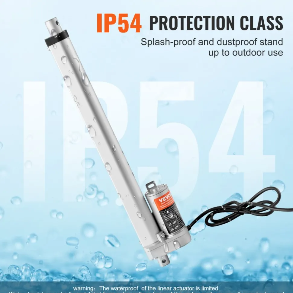 VEVOR Linear Actuator 12V, 12 Inch High Load 330lbs/1500N Linear Actuator, 0.19"/s Linear Motion Actuator with Mounting Bracket and IP54 Protection