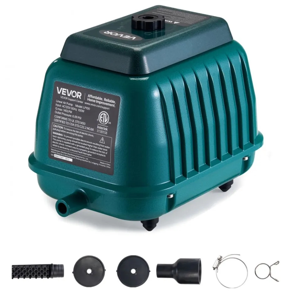 VEVOR Linear Air Pump, 2219.04 GPH Air Flow, Septic Aerator Pump, Aeration System for 11 ft Deep Ponds, Fit for Septic Tanks, Aquariums, Waste Treatment, Seafood Restaurants, Fish Farms, Hydroponics