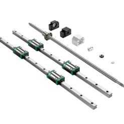 VEVOR Linear Guide Rail, 2PCS HGR20-1000mm Linear Slide Rail + 1Pcs RM1605-1000mm Ballscrew with BF12/BK12 Kit, Coupling, Slide Blocks Linear Guide Rail Set for DIY CNC Routers Lathes Mills