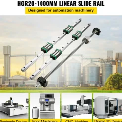 VEVOR Linear Guide Rail, 2PCS HGR20-1000mm Linear Slide Rail + 1Pcs RM1605-1000mm Ballscrew with BF12/BK12 Kit, Coupling, Slide Blocks Linear Guide Rail Set for DIY CNC Routers Lathes Mills