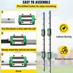 VEVOR Linear Guide Rail, 2PCS HGR20-1000mm Linear Slide Rail + 1Pcs RM1605-1000mm Ballscrew with BF12/BK12 Kit, Coupling, Slide Blocks Linear Guide Rail Set for DIY CNC Routers Lathes Mills