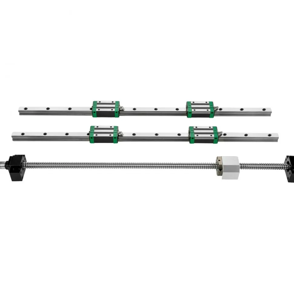 VEVOR Linear Guide Rail, 2PCS HGR20-1000mm Linear Slide Rail + 1Pcs RM1605-1000mm Ballscrew with BF12/BK12 Kit, Coupling, Slide Blocks Linear Guide Rail Set for DIY CNC Routers Lathes Mills