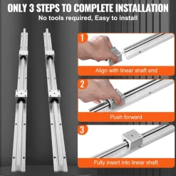 VEVOR Linear Guide Rail Set, SBR16 1000mm, 2 PCS 39.4 in/1000 mm SBR16 Guide Rails and 4 PCS SBR16UU Slide Blocks, Linear Rails and Bearings Kit for Automated Machines DIY Project CNC Router Machines