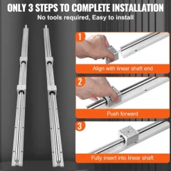 VEVOR Linear Guide Rail Set, SBR16 1500mm, 2 PCS 59 in/1500 mm SBR16 Guide Rails and 4 PCS SBR16UU Slide Blocks, Linear Rails and Bearings Kit for Automated Machines DIY Project CNC Router Machines