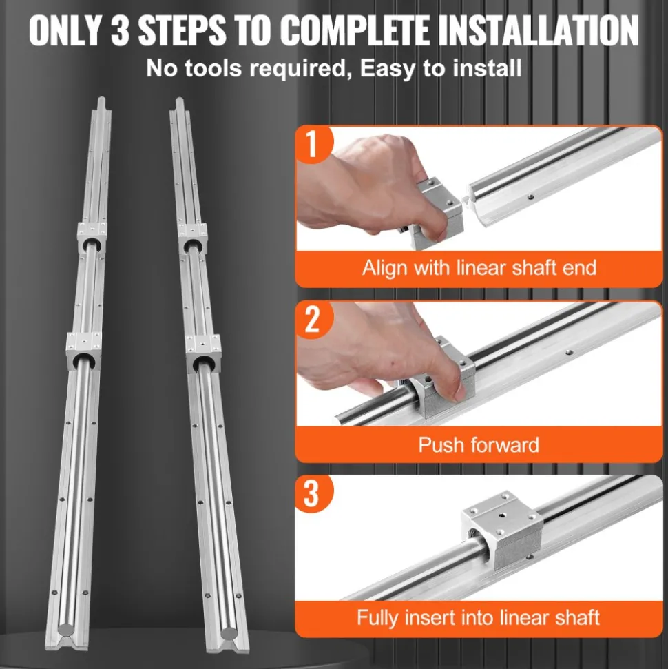 VEVOR Linear Guide Rail Set, SBR16 1500mm, 2 PCS 59 in/1500 mm SBR16 Guide Rails and 4 PCS SBR16UU Slide Blocks, Linear Rails and Bearings Kit for Automated Machines DIY Project CNC Router Machines