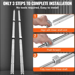 VEVOR Linear Motion Guide Kit, SBR20 1800mm, Includes 2 PCS 70.9 in/1800 mm SBR20 Rails and 4 PCS SBR20UU Bearing Blocks, Ideal for CNC Machines, Automation Equipment, and DIY Projects