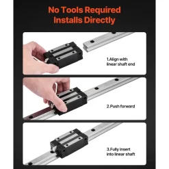 VEVOR Linear Rail Guide Kit, HGR20, 2Pcs 2000 mm (78.74 inch) Linear Motion Rails and 4Pcs Bearing Slide Blocks, Anti Rust and High Precision Kit, for DIY, CNC Routers, Lathes, Mills, 3D Printers