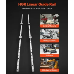 VEVOR Linear Rail Guide Kit, HGR20, 2Pcs 2000 mm (78.74 inch) Linear Motion Rails and 4Pcs Bearing Slide Blocks, Anti Rust and High Precision Kit, for DIY, CNC Routers, Lathes, Mills, 3D Printers