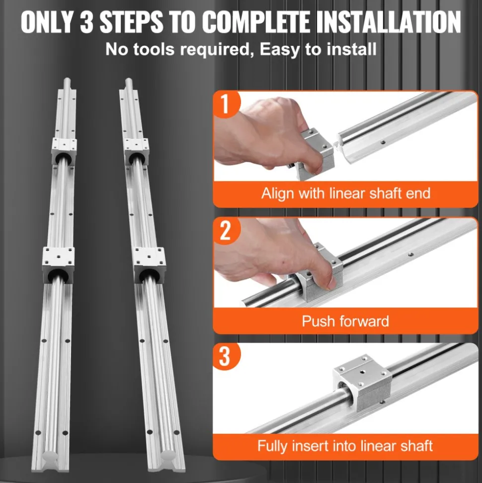 VEVOR Linear Rail Kit, SBR20 800mm, Includes 2 PCS 31.5 in SBR20 Rails & 4 PCS SBR20UU Blocks, Ideal for CNC Machines, Automation Projects, and DIY Crafts