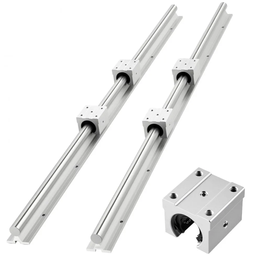 VEVOR Linear Rail Kit, SBR25, 2Pcs 1200 mm (47.24 inch) Linear Motion Guide Rails and 4Pcs Bearing Slide Blocks, Fully Supported Shaft, for Cutting, Grinding, Milling, Drilling Machines, and More